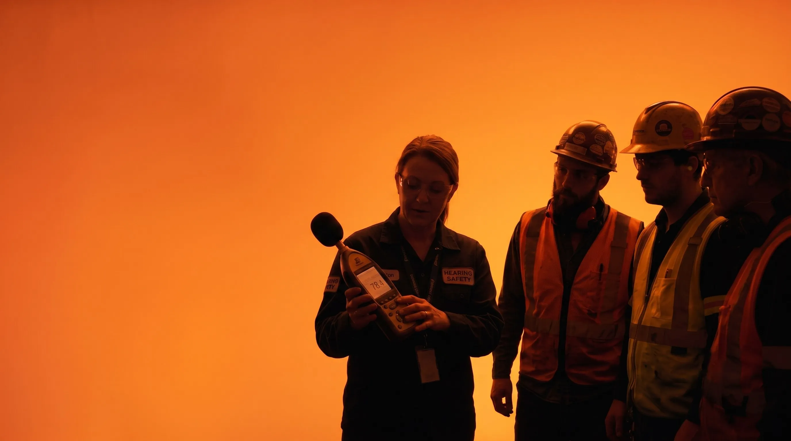 Safety workers hearing safety session background
