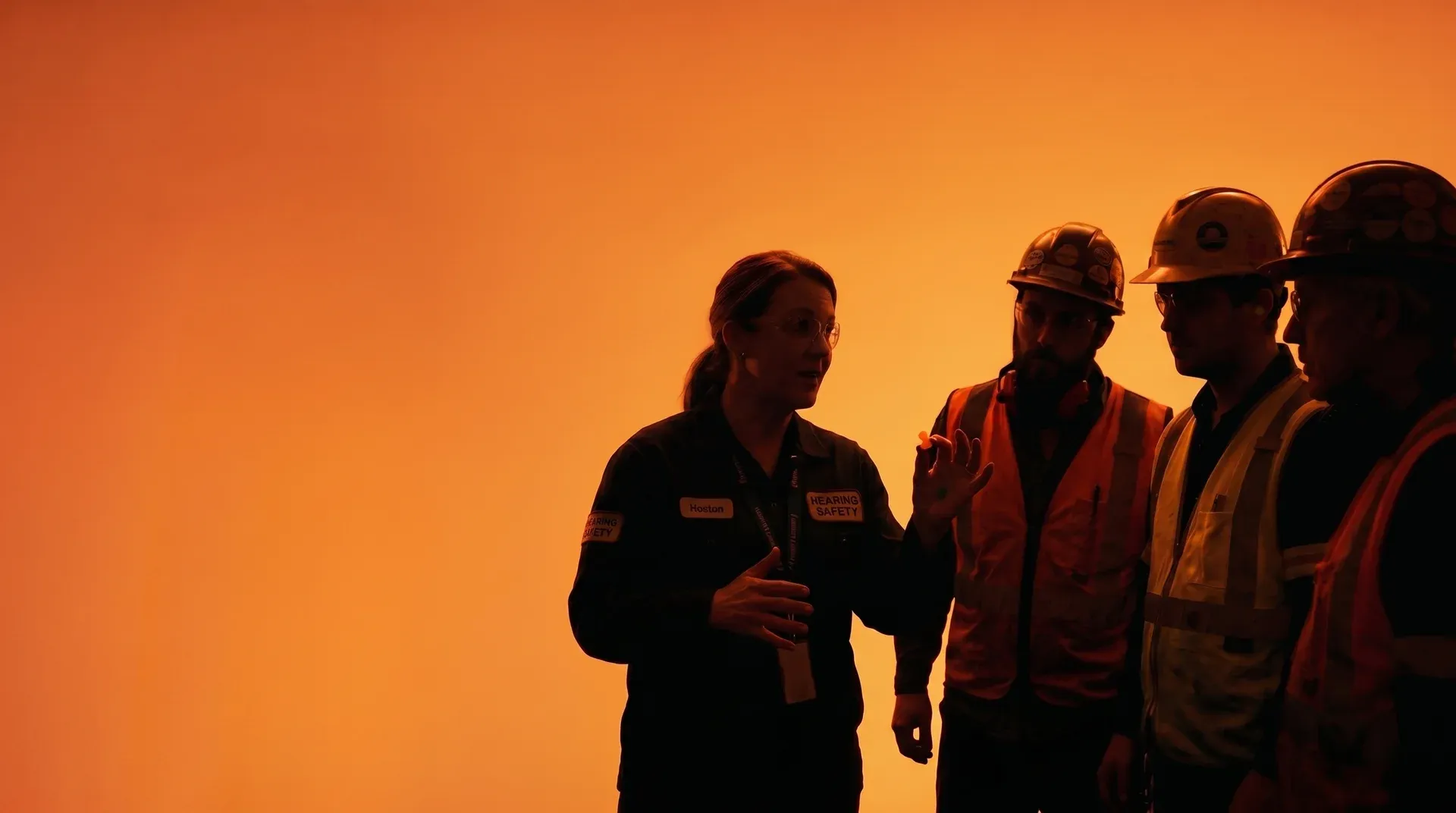 Safety workers hearing safety session background